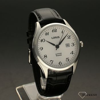 Zegarek męski na czarnym pasku Lorus RH949NX9  ze srebrną tarcza i czarnymi cyframi. Czytelny zegarek na prezent dla taty (1).jpg