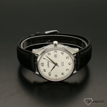 Zegarek męski na czarnym pasku Lorus RH949NX9  ze srebrną tarcza i czarnymi cyframi. Czytelny zegarek na prezent dla taty (3).jpg