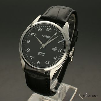 Zegarek męski na czarnym pasku Lorus RH951NX9  z czarną tarcza i czarnymi cyframi. Czytelny zegarek na prezent dla taty (2).jpg