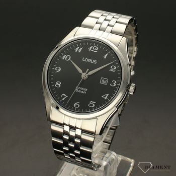 Zegarek męski na bransolecie stalowej Lorus RH955NX9  z czarną tarcza i białymi cyframi.  (2).jpg