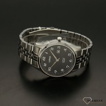 Zegarek męski na bransolecie stalowej Lorus RH955NX9  z czarną tarcza i białymi cyframi.  (3).jpg