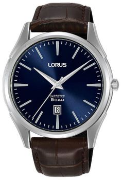 Zegarek męski na brązowym pasku z niebieską tarczą LORUS RH957NX9 (1).jpg