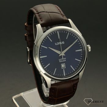 Zegarek męski na brązowym pasku z niebieską tarczą LORUS RH957NX9 (2).jpg