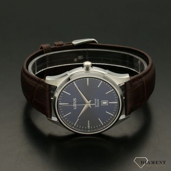 Zegarek męski na brązowym pasku z niebieską tarczą LORUS RH957NX9 (4).jpg