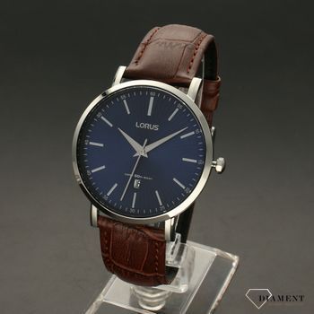 Piękny zegarek męski z niebieską tarczą oraz solidnym, wytrzymałym paskiem skórzanym w kolorze brązowym. Idealny pomysł na prezent dla mężczyzny (3).jpg