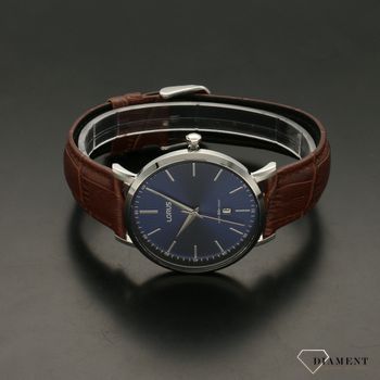 Piękny zegarek męski z niebieską tarczą oraz solidnym, wytrzymałym paskiem skórzanym w kolorze brązowym. Idealny pomysł na prezent dla mężczyzny (4).jpg