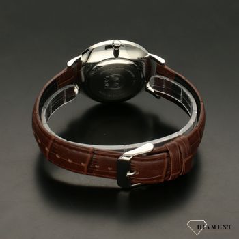 Piękny zegarek męski z niebieską tarczą oraz solidnym, wytrzymałym paskiem skórzanym w kolorze brązowym. Idealny pomysł na prezent dla mężczyzny (5).jpg