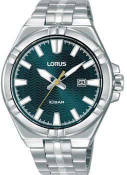 Stylowy zegarek męski Lorus RH977RX9 z zieloną tarczą, mechanizmem kwarcowym Seiko, szkłem mineralnym i wodoszczelnością do 100m. Idealny na co dzień i do aktywności.1.jpg