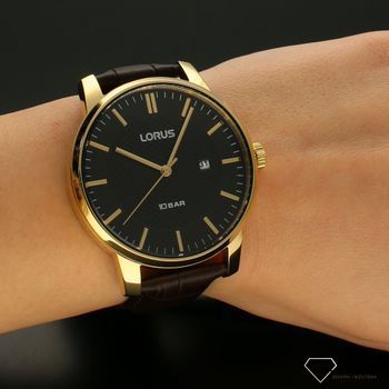 Zegarek męski LORUS Klasyczny na brązowym pasku RH980NX9. Zegarek męski na brązowym pasku z czarną tarczą to idealny model zegarka do garnituru. Zegarek dla prawdziwego mężczyzny z czarną tarczą (1).jpg