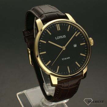 Zegarek męski LORUS Klasyczny na brązowym pasku RH980NX9. Zegarek męski na brązowym pasku z czarną tarczą to idealny model zegarka do garnituru. Zegarek dla prawdziwego mężczyzny z czarną tarczą (2).jpg