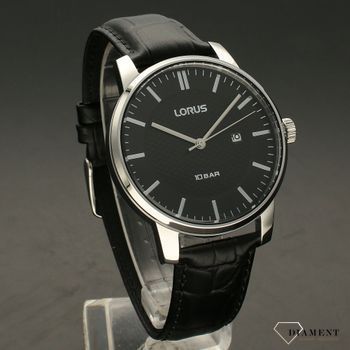 Zegarek męski Lorus RH981NX9 na czarnym pasku skórzanym z czarną tarczą Lorus ✓ (1).jpg