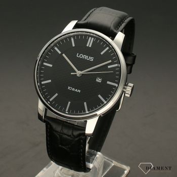 Zegarek męski Lorus RH981NX9 na czarnym pasku skórzanym z czarną tarczą Lorus ✓ (2).jpg
