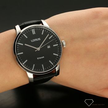 Zegarek męski Lorus RH981NX9 na czarnym pasku skórzanym z czarną tarczą Lorus ✓ (5).jpg