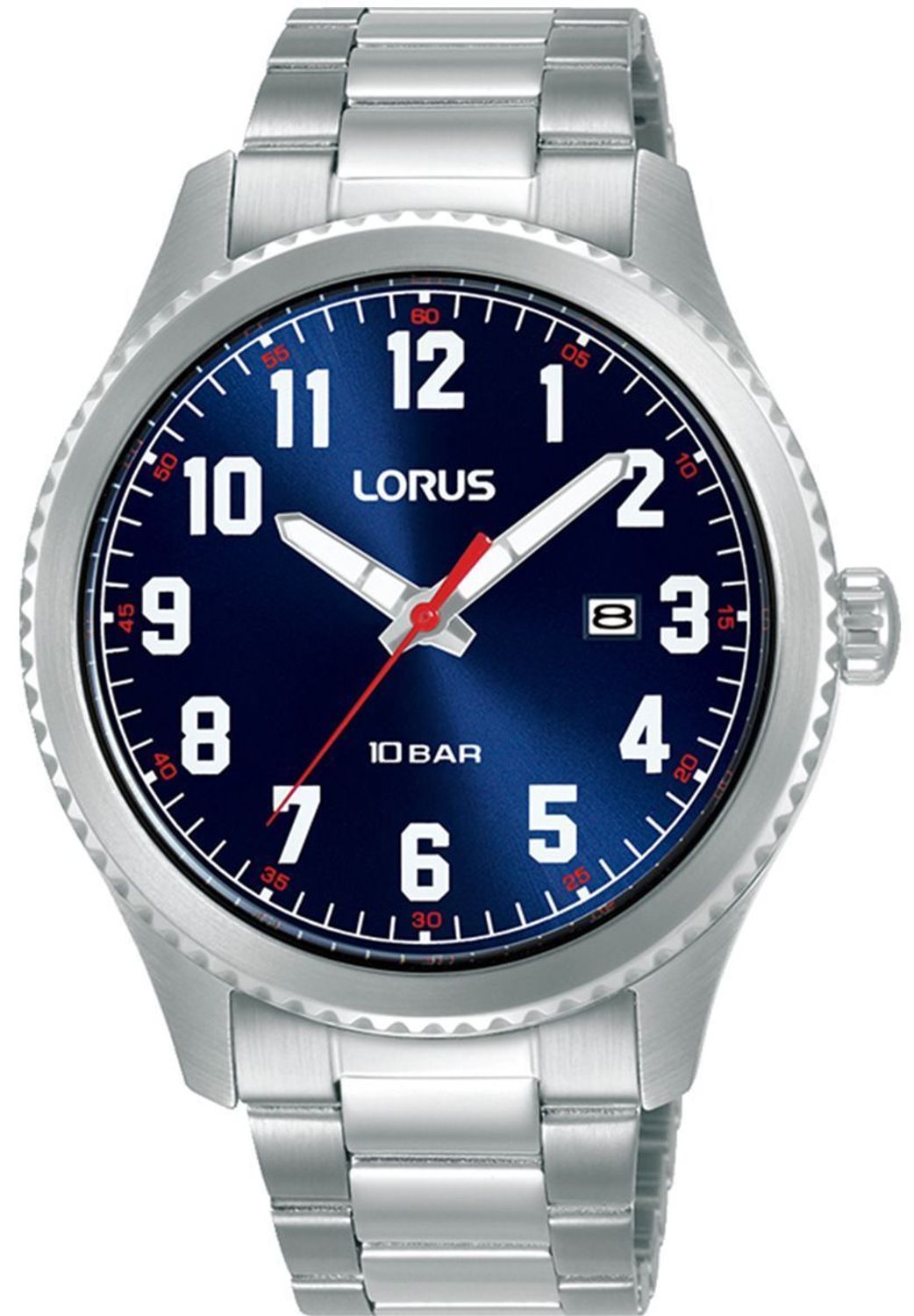 Stylowy zegarek męski Lorus RH981RX9 z niebieską tarczą, mechanizmem kwarcowym, stalową bransoletą i wodoszczelnością 100M. Klasyka i niezawodność w japońskim stylu.1.jpg