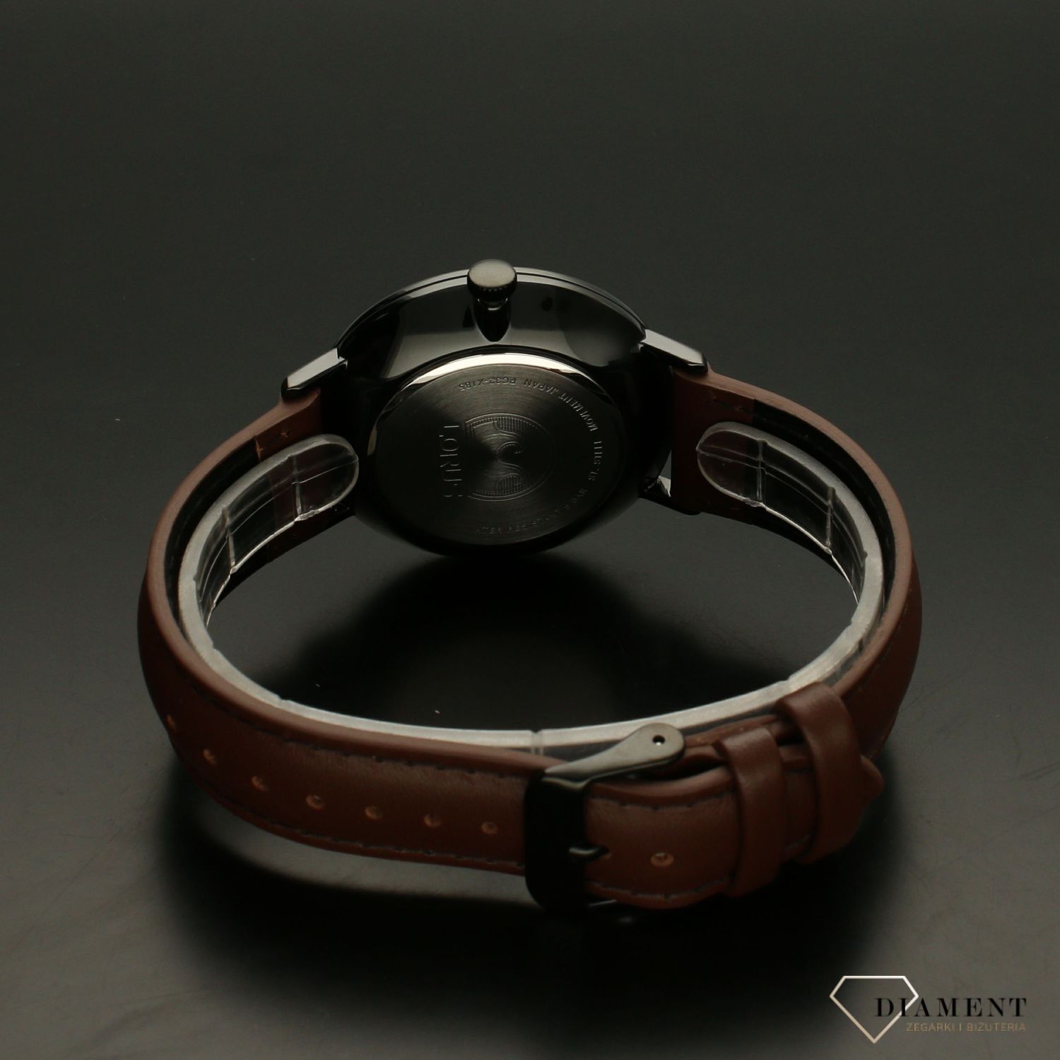 Zegarek męski na brązowym pasku z czarną kopertę Lorus RH985MX9.jpg