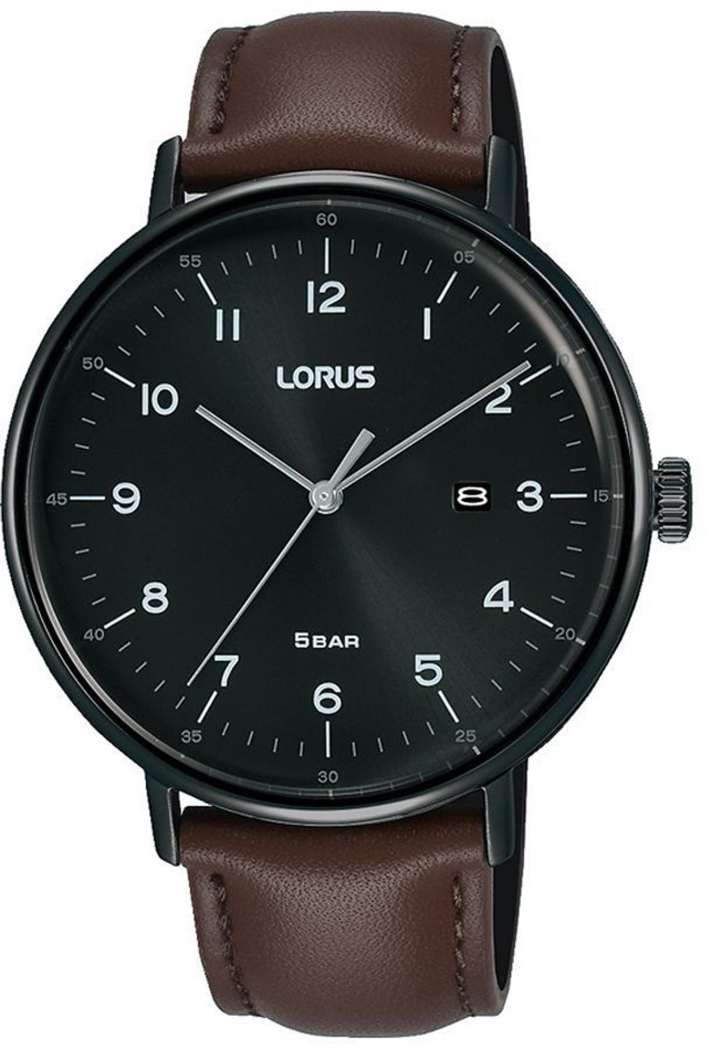 Zegarek męski na brązowym pasku z czarną kopertę Lorus RH985MX9.jpg