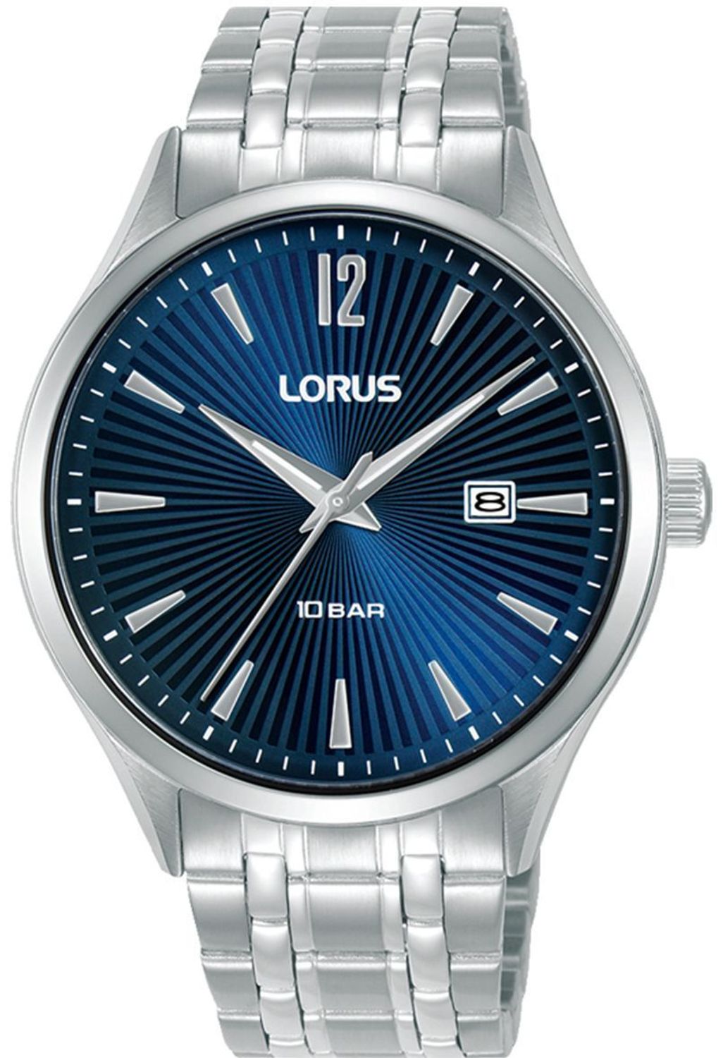 Lorus RH989RX9 – elegancki zegarek męski z granatową tarczą, bransoletą ze stali i mechanizmem Seiko. Wodoszczelność 100M, datownik, szkło mineralne.1.jpg