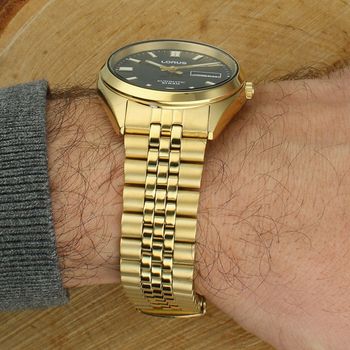 Zegarek męski Lorus RL434CX9 Automatic – złoty, czarna tarcza, stalowa bransoleta, 100M black.jpg