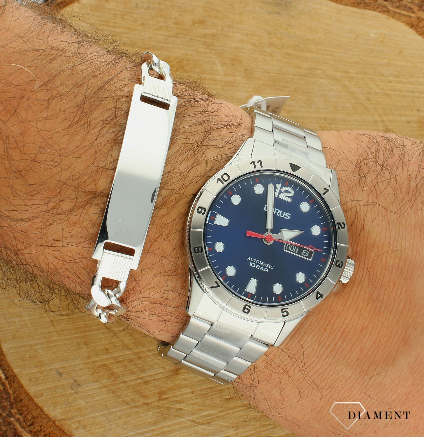 Zegarek męski Lorus Automatic na bransolecie RL461BX9. Zegarek automatyczny srebrny. Zegarek Lorus męski automat. Zegarek na prezent dla mężczyzny . Zegarek z granatową tarczą..jpg