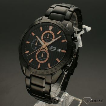 Zegarek męski LORUS na bransolecie 'Czarny Design' RM301HX9.  Mechanizm japoński mieści się w stalowej, wytrzymałej kopercie. Stal pokryta czarna powłoką PVD (4).jpg