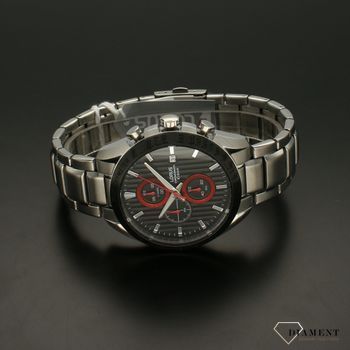 Zegarek Męski Lorus Classic Digital Chronograph RM303HX9. Idealny czasomierz męski ze srebrną bransoletą oraz czarną tarczą z czerwonymi sportowymi akcentami (4).jpg