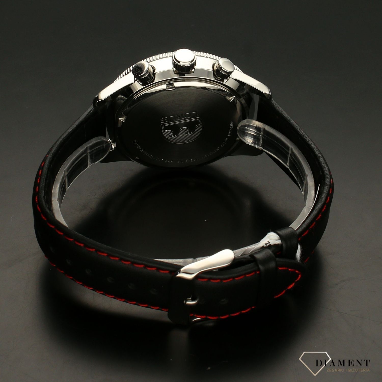 Zegarek męski na sportowym pasku z czerwona nitką Lorus RM345FX9.webp