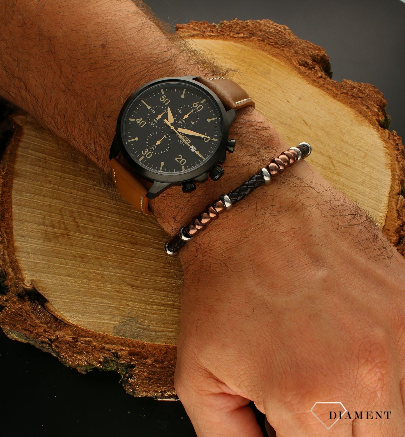 Zegarek męski na brązowym pasku Lorus RM349EX9.jpg