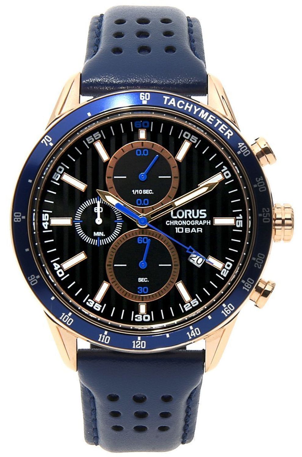 Zegarek męski na pasku z chronografem Lorus RM350HX9. Zegarek męski na pasku z chronografem Lorus wyposażony jest w kwarcowy mechanizm, zasilany za pomocą baterii. Posiada bardzo wysoką dokładność mierzenia czas.jpg