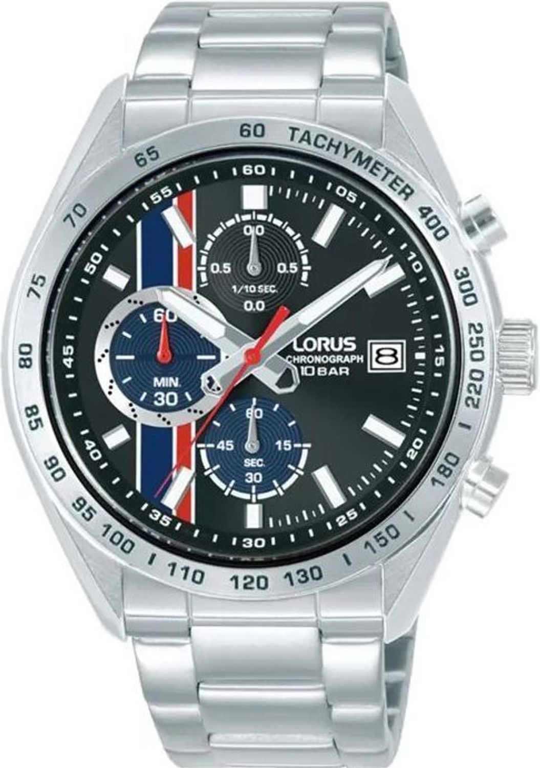Zegarek męski Lorus RM391JX9 Sports Chronograph – stalowa bransoleta, czarna tarcza.jpg