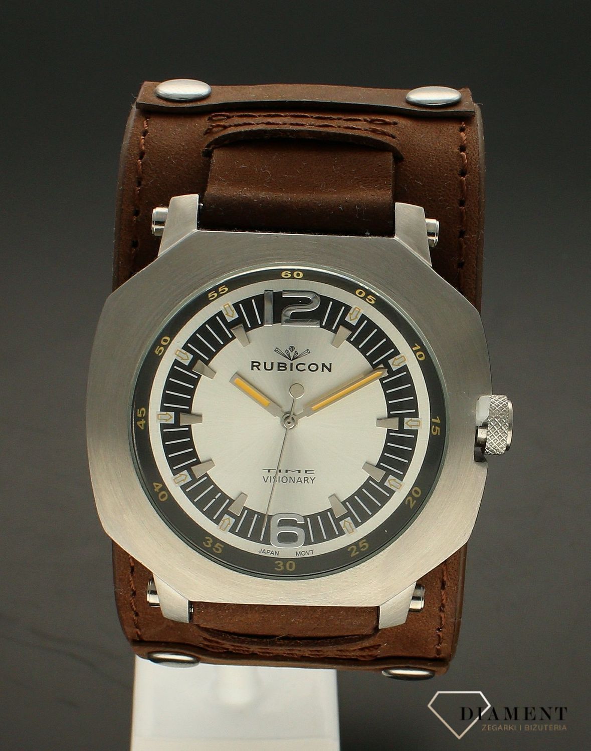 Zegarek męski na brązowym skórzanym pasku Rubicon RN10A83 (2).jpg