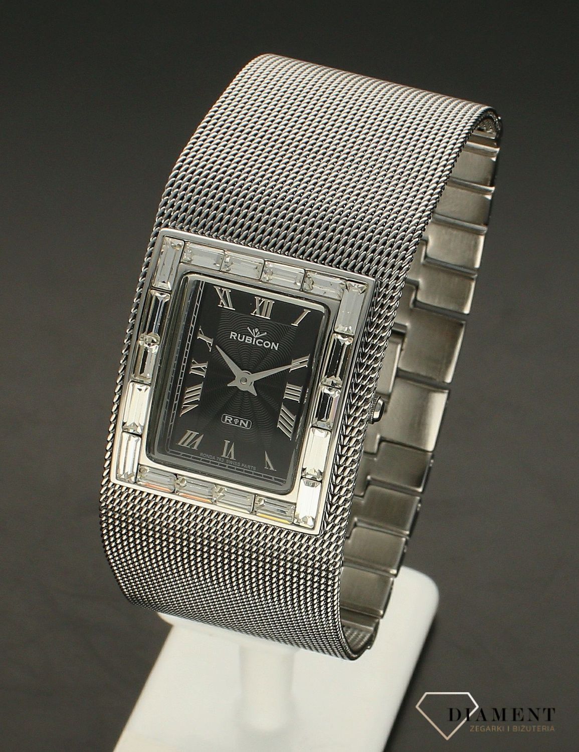 Zegarek damski Rubicon na biżuteryjnej szerokiej bransolecie RN10B17 (3).jpg