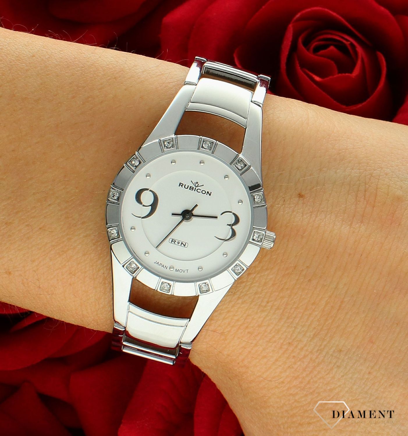 Zegarek damski Rubicon z szafirowym szkłem RNBC70SMSX03BX. Damski zegarek na bransolecie. Zegarek damski z szafirowym szkłem. Zegarek damski Rubicon na bransolecie idealny na prezent..jpg