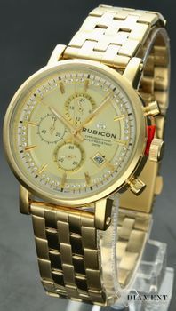 Zegarek damski Rubicon w złotym kolorze chronograf RNBD02GISX03AX (2).jpg