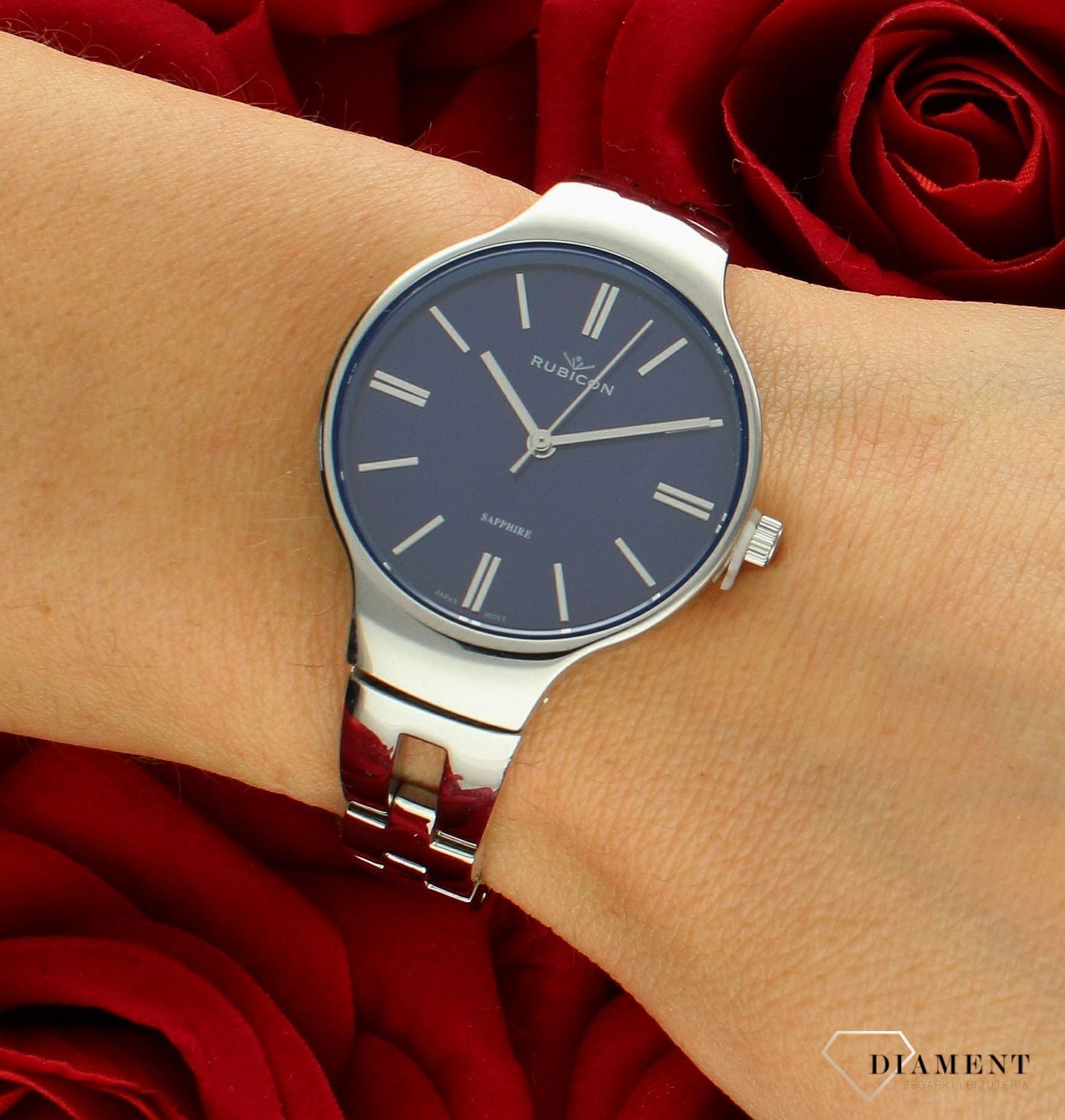 Zegarek damski Rubicon z szafirowym szkłem RNBE31SIDX03BX. Damski zegarek na bransolecie. Zegarek damski z szafirowym szkłem. Zegarek damski Rubicon na bransolecie idealny na prezent..jpg