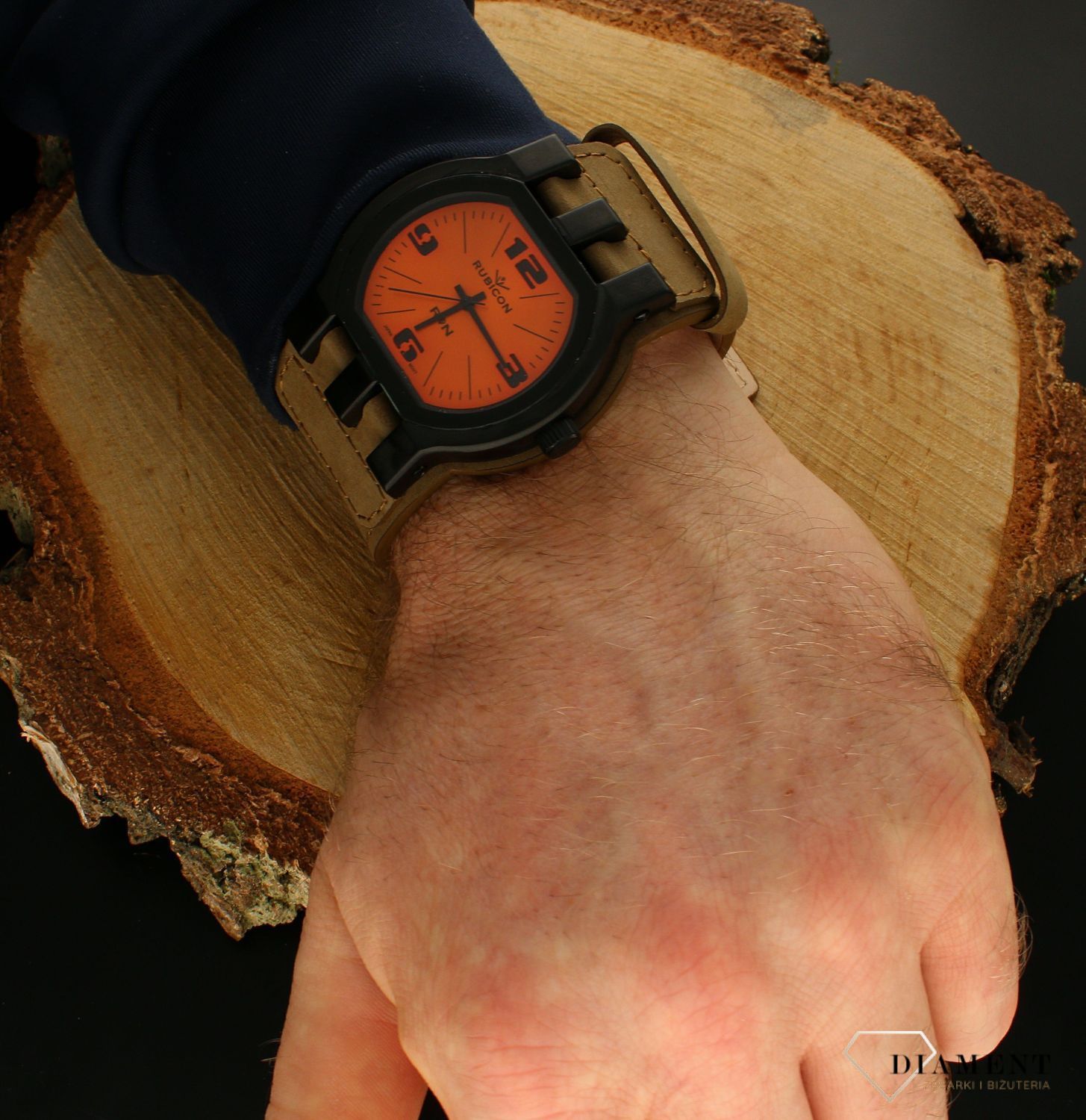 Zegarek męski na skórzanym szerokim pasku Rubicon RNCC88BMRX03BX (2).jpg