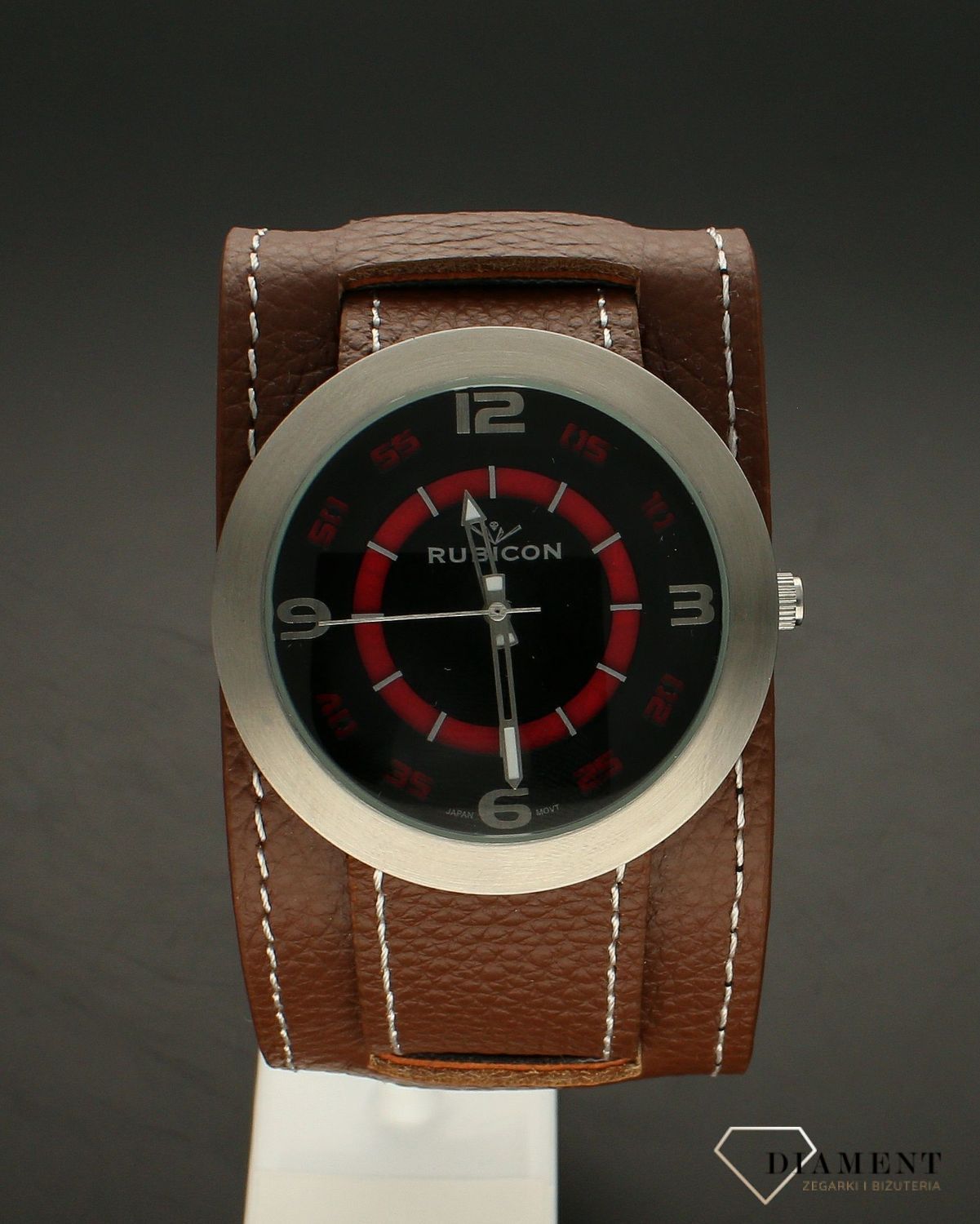 Zegarek męski na skórzanym szerokim pasku Rubicon brąz RNCC89 (3).jpg