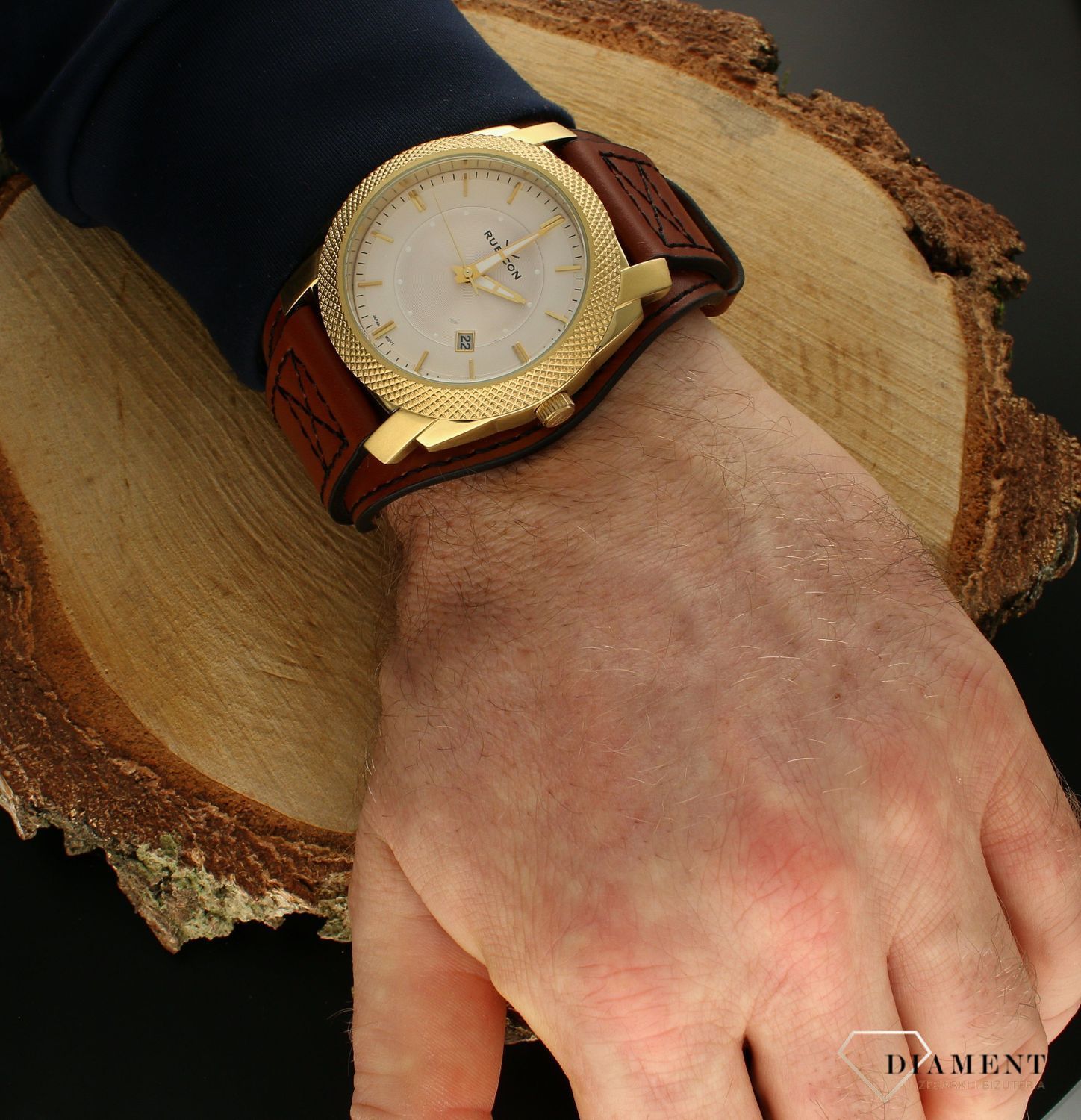 Zegarek męski na skórzanym pasku Rubicon RNCC92GISX03BX (2).jpg