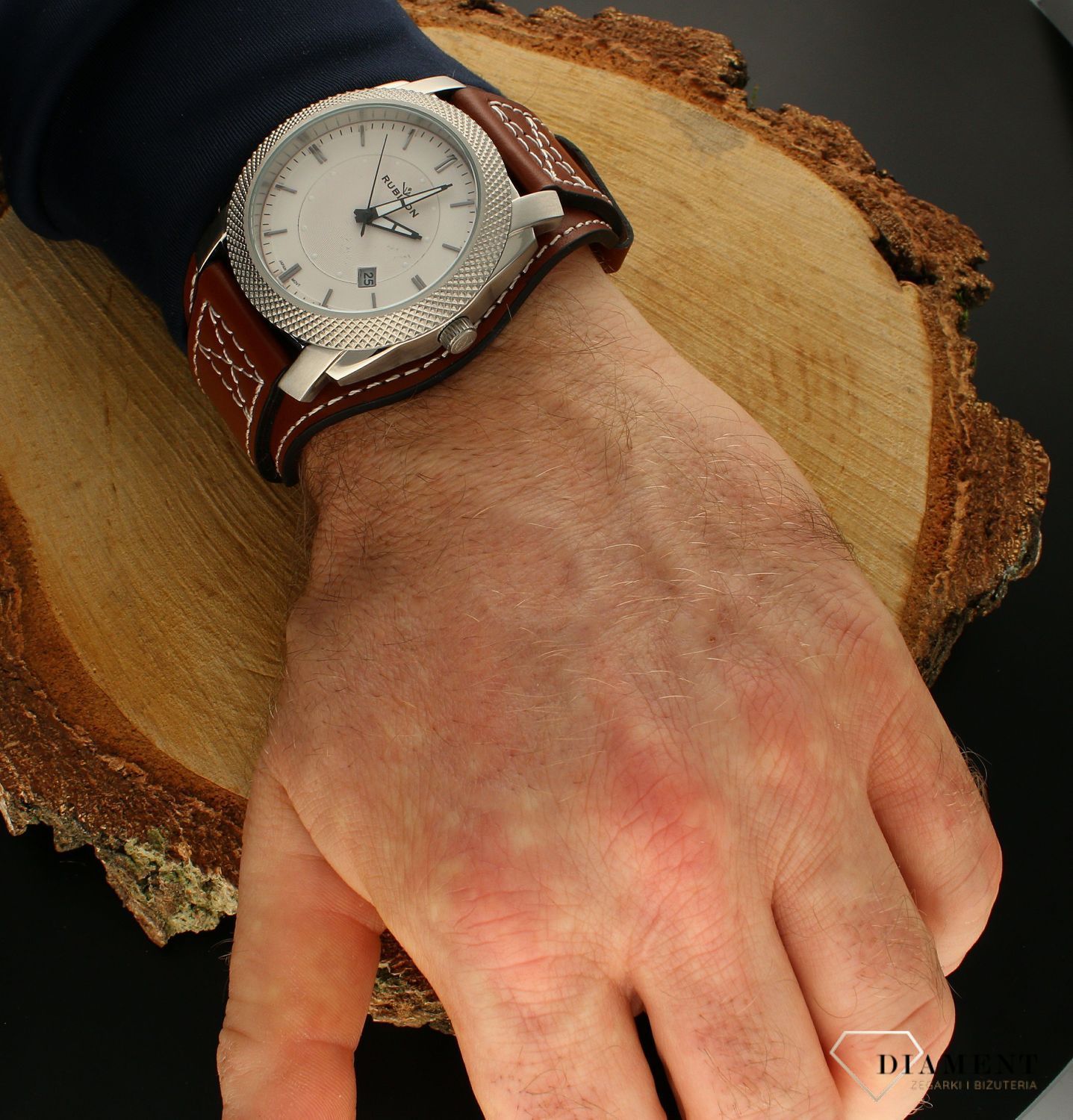 Zegarek męski na skórzanym pasku Rubicon RNCC92SISX03BX (2).jpg