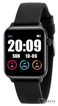 Smartwatch męski Rubicon 'Czarny prostokątny Smartwatch'⌚✓ Bluetooth ✓ licznik kroków ✓ zdrowy styl życia✓ Autoryzowany sklep ✓ zegarek sportowy🏃‍♀️✓ zegarek .jpg
