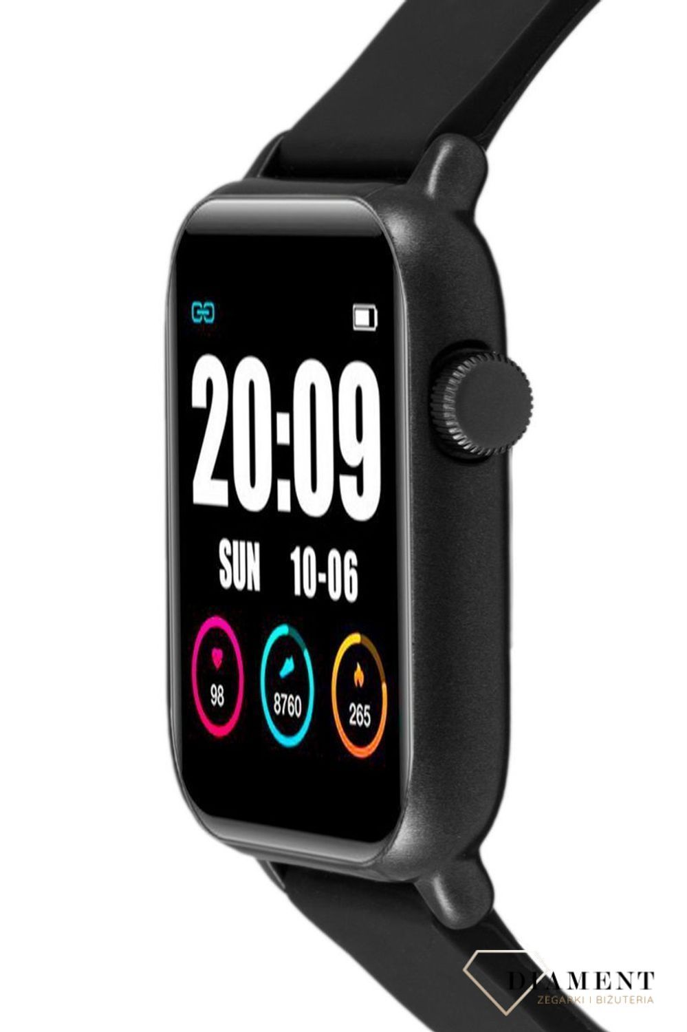 Smartwatch męski Rubicon 'Czarny prostokątny Smartwatch'⌚✓ Bluetooth ✓ licznik kroków ✓ zdrowy styl życia✓ Autoryzowany sklep ✓ zegarek sportowy🏃‍♀️✓ zegarek .jpg