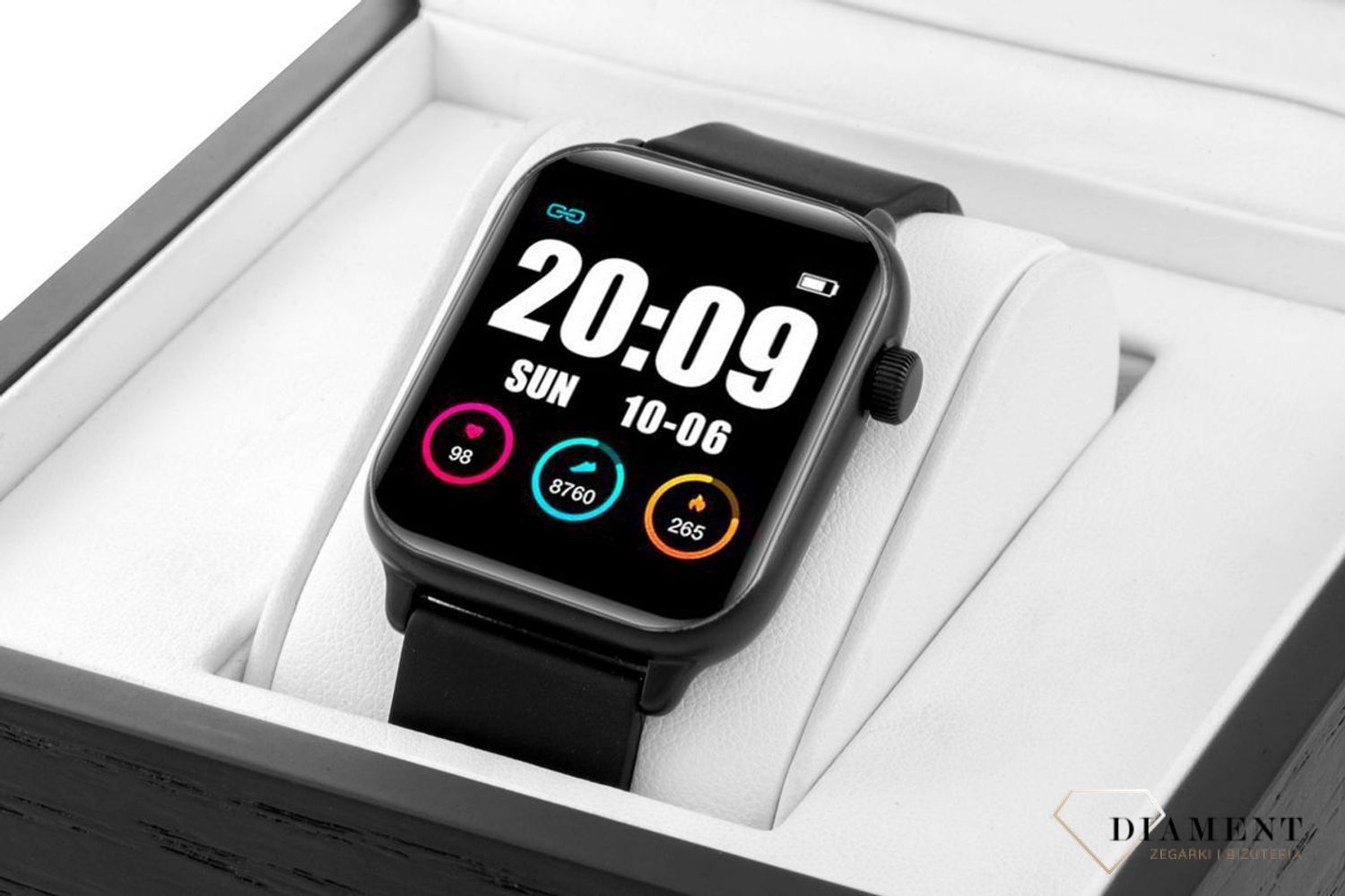 Smartwatch męski Rubicon 'Czarny prostokątny Smartwatch'⌚✓ Bluetooth ✓ licznik kroków ✓ zdrowy styl życia✓ Autoryzowany sklep ✓ zegarek sportowy🏃‍♀️✓ zegarek .jpg