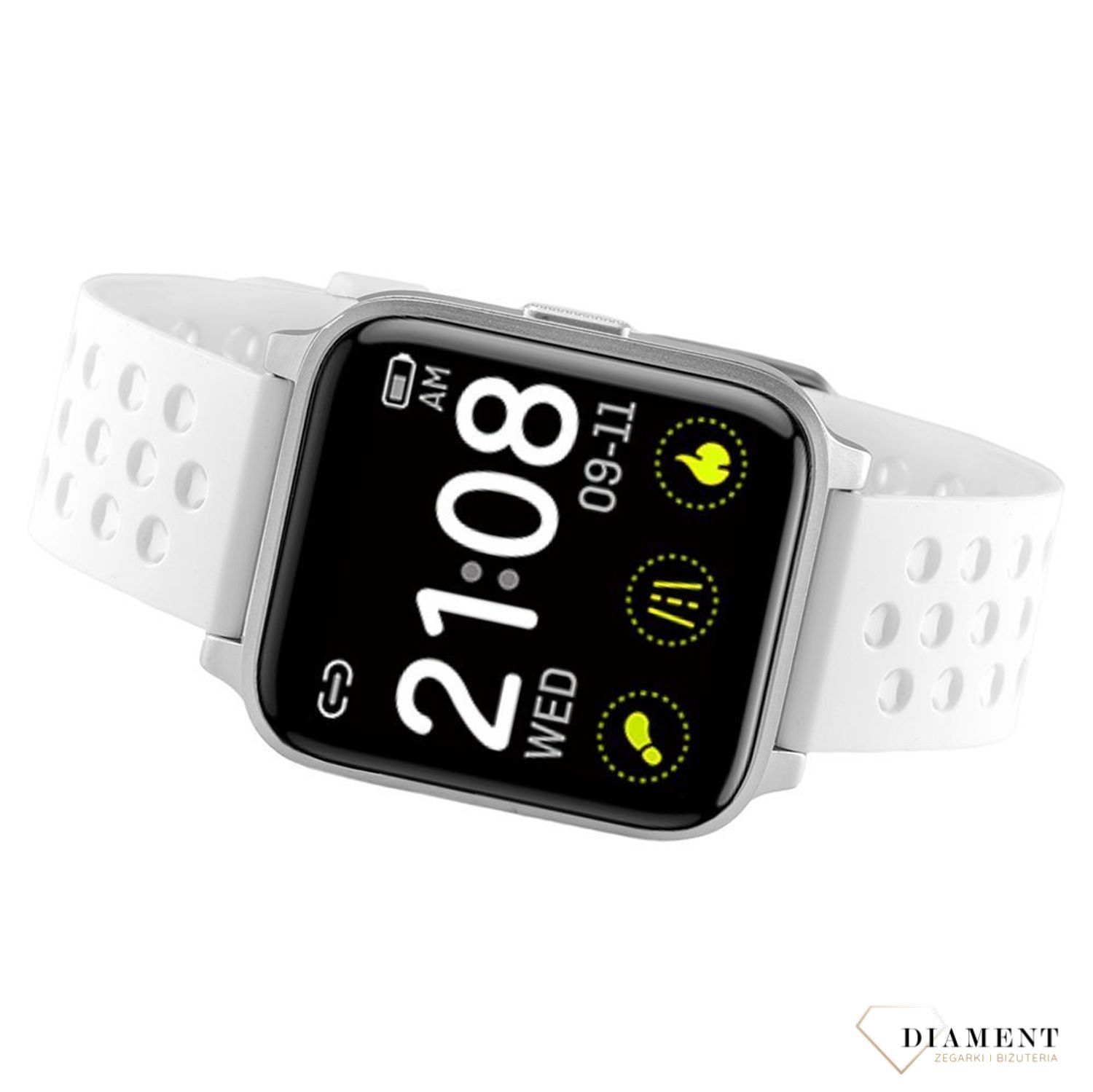 Smartwatch Rubicon z białym paskiem 'Biały sport' RNCE58SIBX03AX (2).jpg