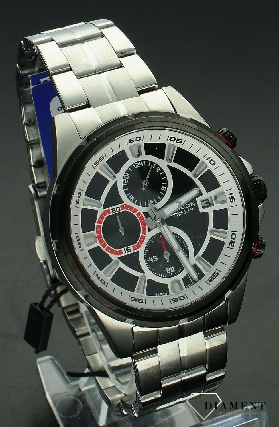 Zegarek męski Rubicon z szafirowym szkłem RNDE09TIBW05AX. Męski zegarek Rubicon na bransolecie. Męski zegarek Rubicon z szafirowym szkłem. Zegarek stalowy z szafirowym szkłem. Zegarek męski idealny na prezent..jpg