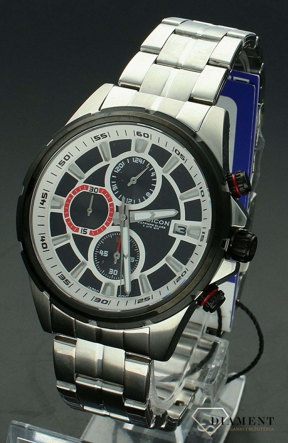 Zegarek męski Rubicon z szafirowym szkłem RNDE09TIBW05AX. Męski zegarek Rubicon na bransolecie. Męski zegarek Rubicon z szafirowym szkłem. Zegarek stalowy z szafirowym szkłem. Zegarek męski idealny na prezent..jpg