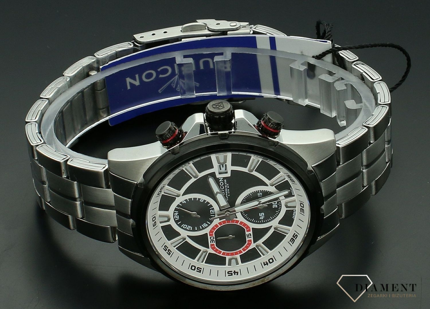 Zegarek męski Rubicon z szafirowym szkłem RNDE09TIBW05AX. Męski zegarek Rubicon na bransolecie. Męski zegarek Rubicon z szafirowym szkłem. Zegarek stalowy z szafirowym szkłem. Zegarek męski idealny na prezent..jpg