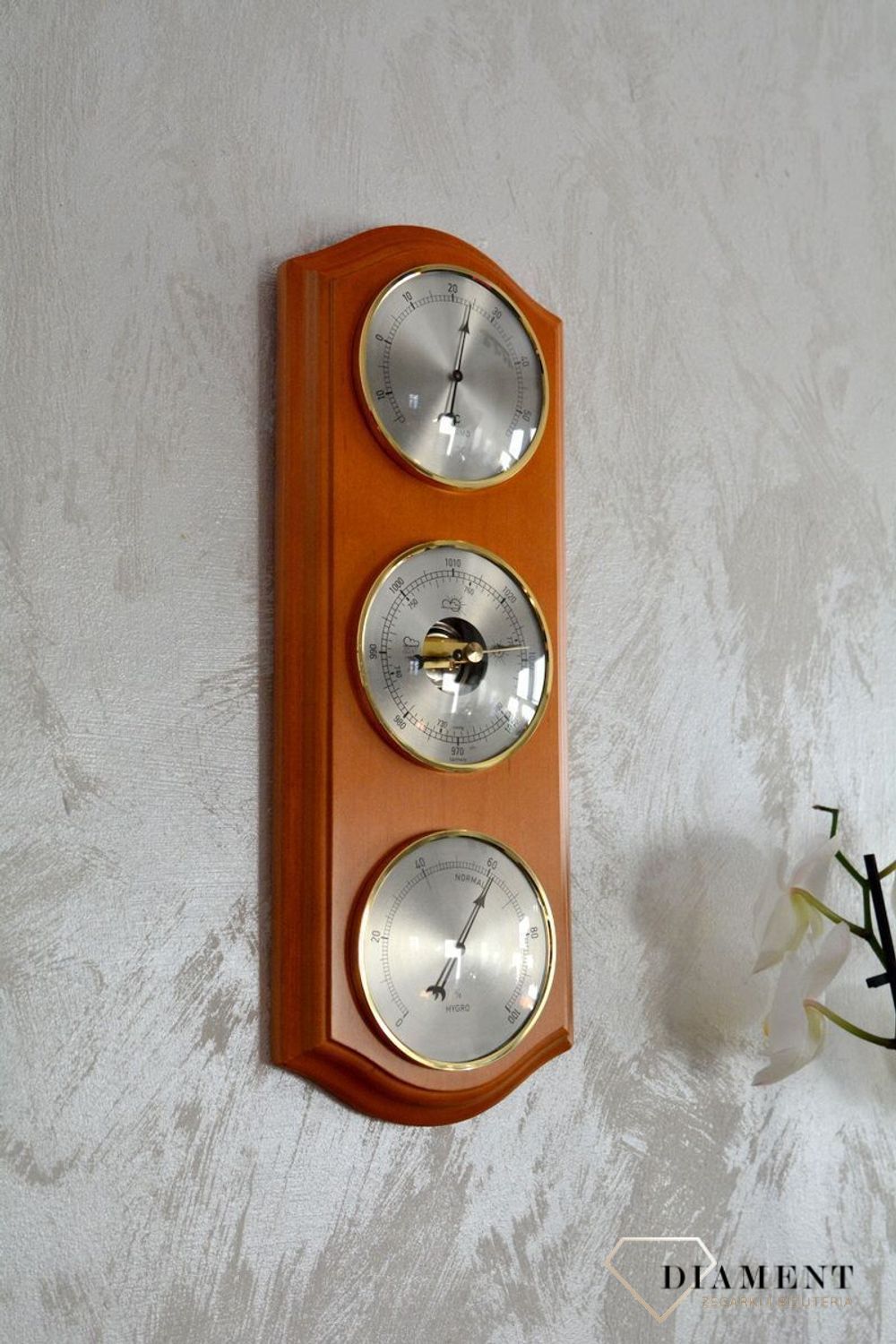 Drewniana stacja pogody Barometr Termometr Higrometr 'Drewno Sosna' ROBERT2-06 (5).JPG
