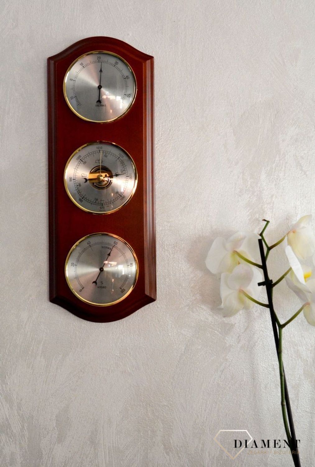 Drewniana stacja pogody Barometr Termometr Higrometr 'Drewno Ciemny Orzech' ROBERT2-07. Prezent na święta (1).JPG
