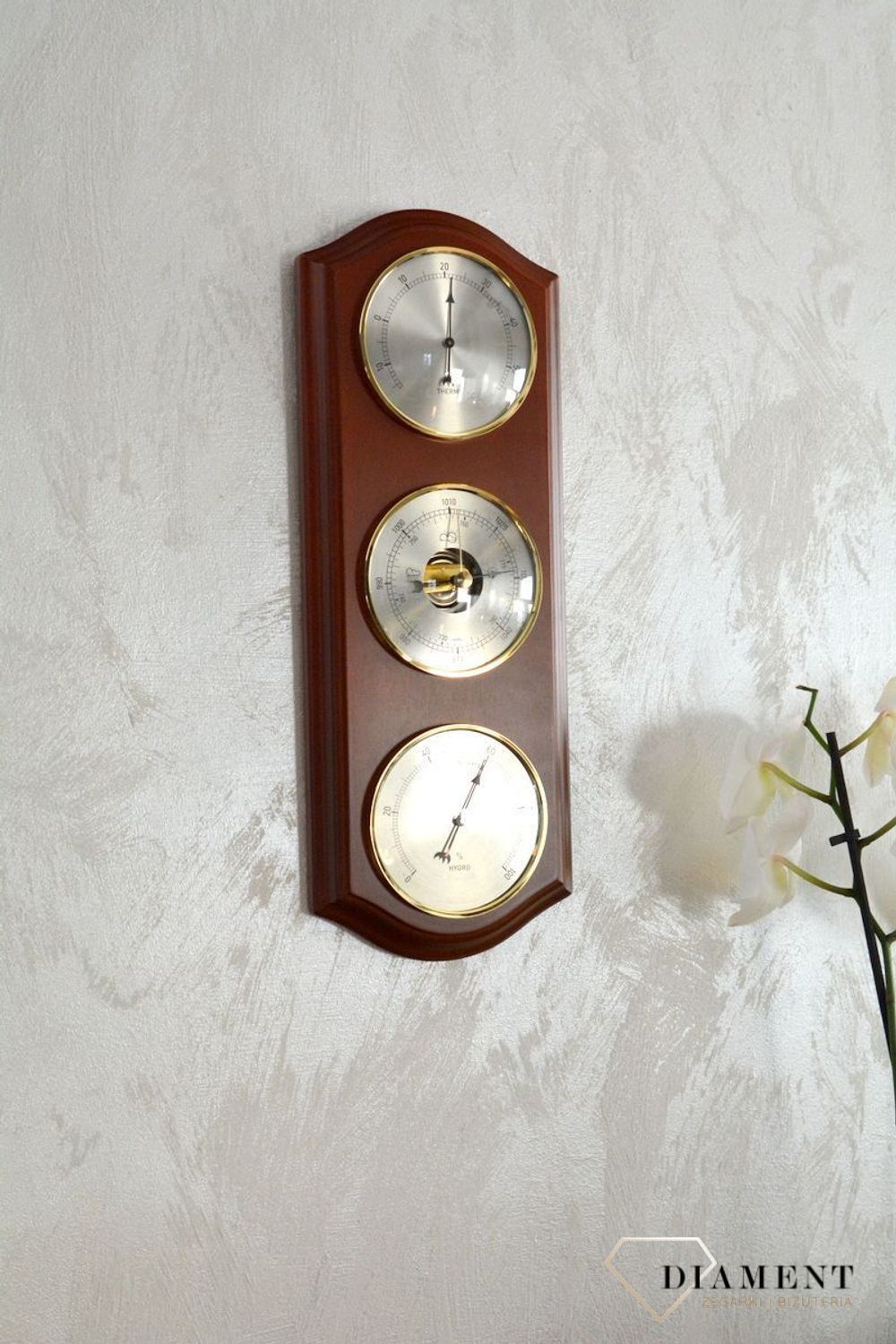 Drewniana stacja pogody Barometr Termometr Higrometr 'Drewno Ciemny Orzech' ROBERT2-07. Prezent na święta (1).JPG