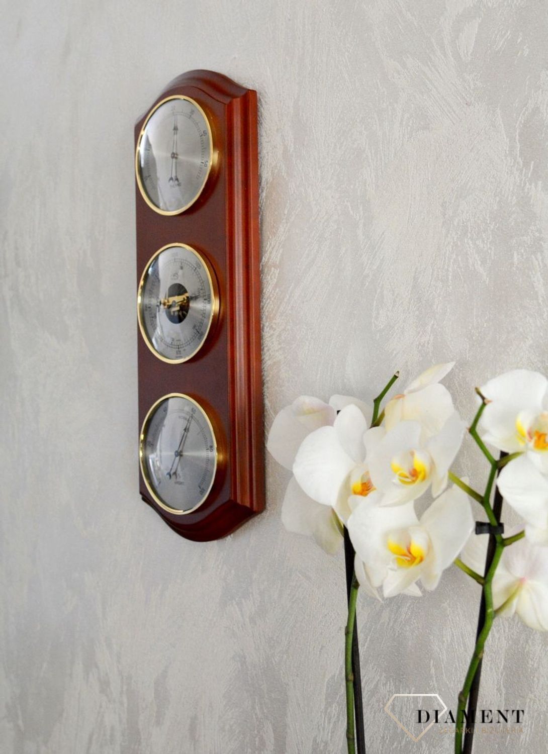 Drewniana stacja pogody Barometr Termometr Higrometr 'Drewno Ciemny Orzech' ROBERT2-07. Prezent na święta (1).JPG