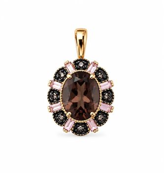 Złota zawieszka 585 z diamentami 0,06 ct, granatami i kwarcem dymnym 1,39 ct CHSI.jpg